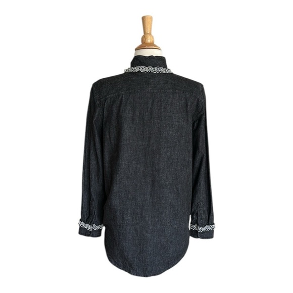 POLO RALPH LAUREN Black Denim Long Sleeve Shirt Lace Cowgirl Western Size 4 - Picture 6 of 13
